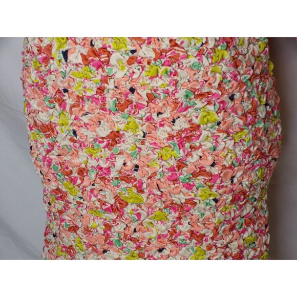 🆕 By TiMo Shirred Smocked Ruffle Crepe Satin Mini Dress Floral Medium - Picture 13 of 16